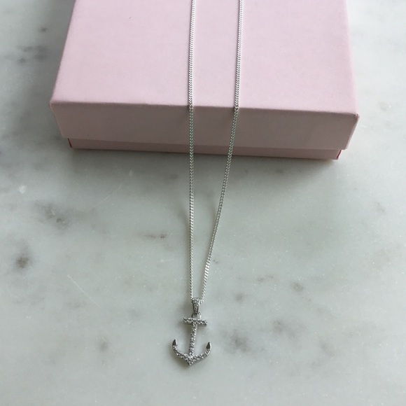 Sterling Silver Cz Anchor Necklace - Picture 7 of 15